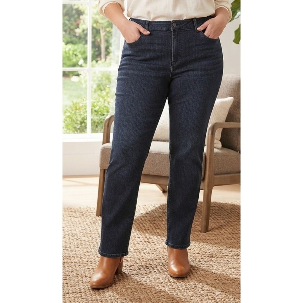 J. Jill Slim‎ Leg Denim Jeans Women's 14 Dark Wash Blue Stretch Casual Comfort